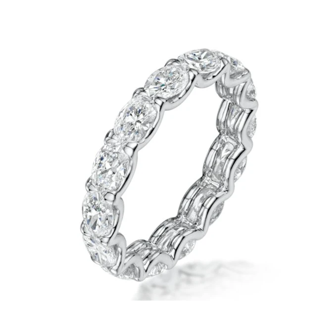 Isla Diamond Eternity Ring Oval Cut 4.42ct VVs Platinum Size O-W 1 Isla Diamond Eternity Ring Oval Cut 4.42ct VVs Platinum Size O-W