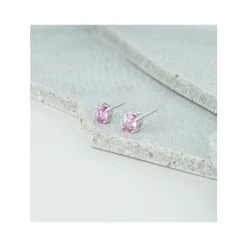 Pink Sapphire 0.45ct 9K White Gold Earrings -The Diamond Store FEG23 RUY h w