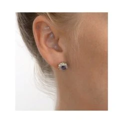 Tanzanite 6 X 4mm And Diamond 18K Gold Earrings 9 Tanzanite 6 X 4mm And Diamond 18K Gold Earrings -The Diamond Store FEG28 V v3