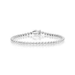 Diamond Tennis Bracelet Rubover Style 0.50ct 9K White Gold