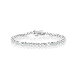 Diamond Tennis Bracelet Rubover Style 3.00ct 9K White Gold