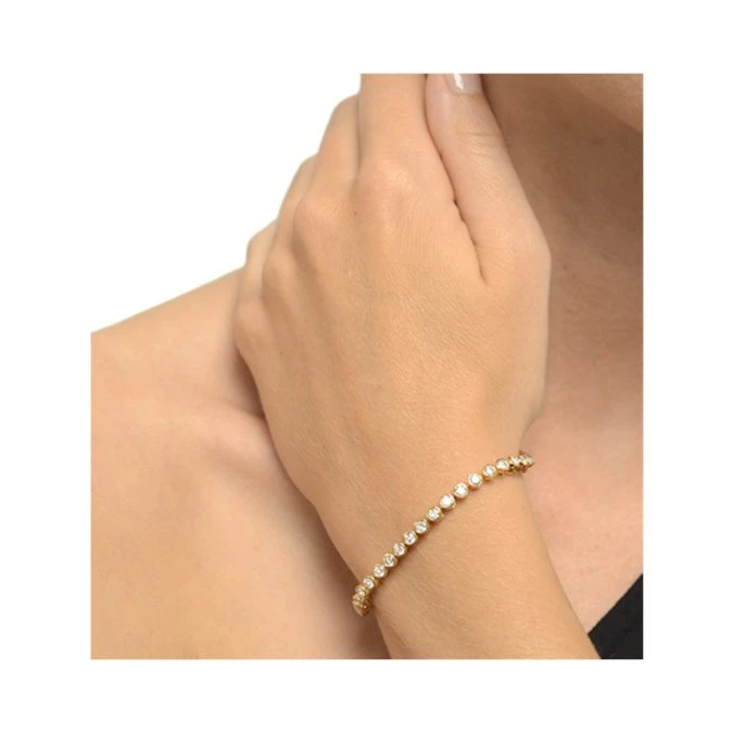 Diamond Tennis Bracelet Rubover Style 4.00ct 9K Yellow Gold 2 Diamond Tennis Bracelet Rubover Style 4.00ct 9K Yellow Gold - Image 2