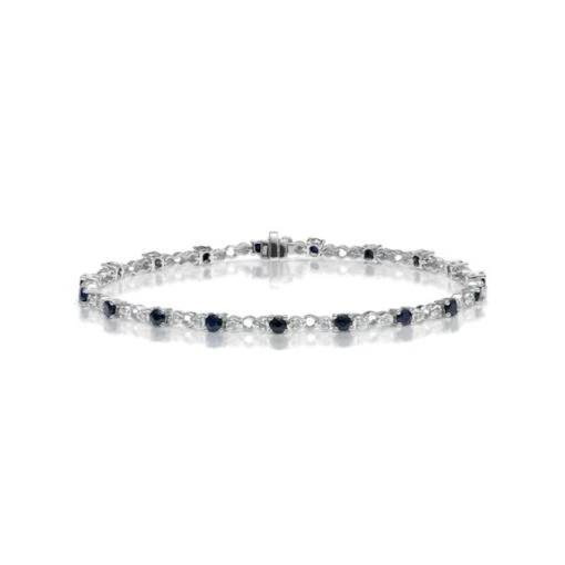 Sapphire And Lab Diamond Tennis Bracelet Claw Set In 925 Silver -The Diamond Store G1402 1