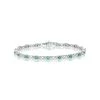 Emerald And Lab Diamond Tennis Bracelet Claw Set In 925 Silver