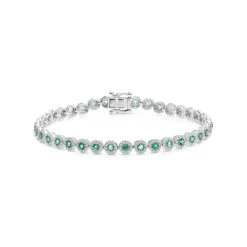 1.11ct Emerald And 1ct Diamond Stellato Bracelet In 9K White Gold