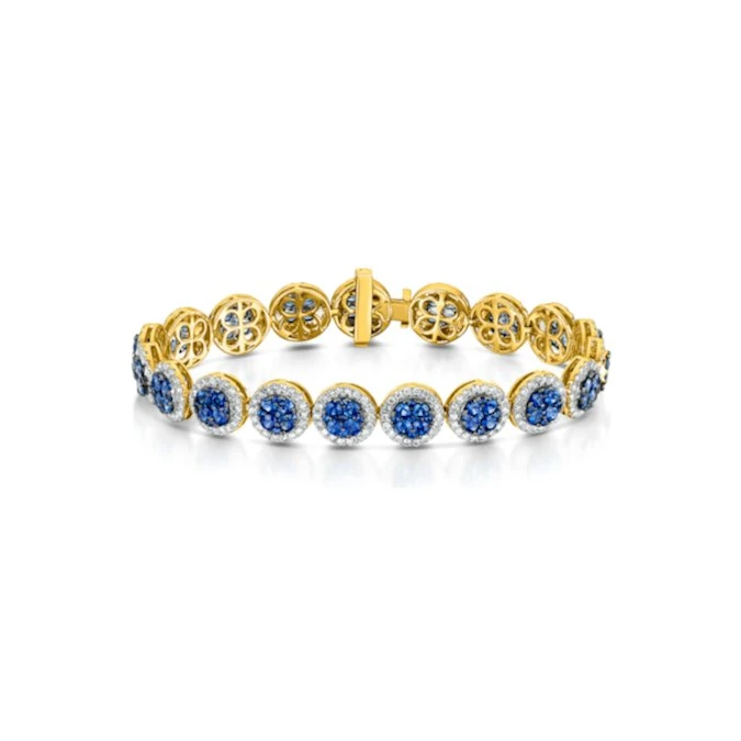 Diamond Halo And Sapphire Bracelet Set In 18K Gold Bracelet J3357 1 Diamond Halo And Sapphire Bracelet Set In 18K Gold Bracelet J3357
