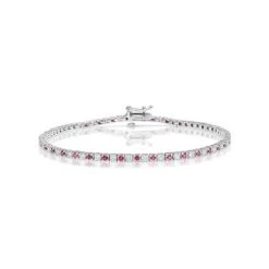 Ruby And 1ct Lab Diamond Tennis Bracelet In 9K White Gold