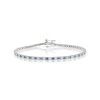 Blue Sapphire And 1ct Lab Diamond Tennis Bracelet In 9K White Gold