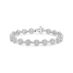 Diamond Halo Bracelet 3.75ct In 18K White Gold - Asteria Collection