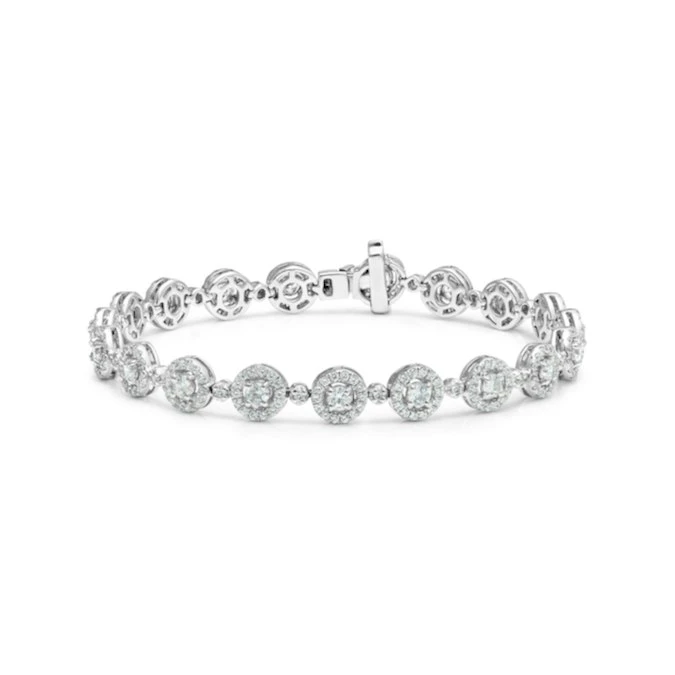 Diamond Halo Bracelet 3.75ct In 18K White Gold - Asteria Collection 1 Diamond Halo Bracelet 3.75ct In 18K White Gold - Asteria Collection