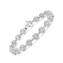 Diamond Halo Bracelet 3.75ct In 18K White Gold - Asteria Collection 7 Diamond Halo Bracelet 3.75ct In 18K White Gold - Asteria Collection -The Diamond Store H1143 02