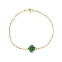 Emerald 1.01ct And Diamond 18K Yellow Gold Alegria Bracelet