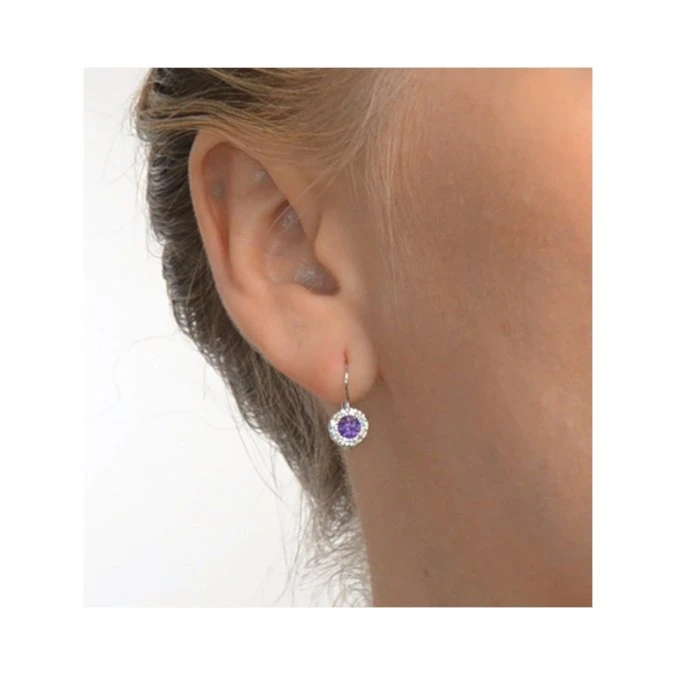 Amethyst 0.57CT And Diamond 9K White Gold Earrings 4 Amethyst 0.57CT And Diamond 9K White Gold Earrings - Image 4