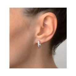 Hoop Earrings 0.07ct Diamond 9K White Gold -The Diamond Store H3431 v2