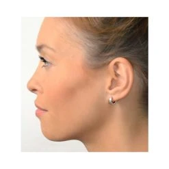 Diamond Huggie Earrings 0.20ct 9K White Gold -The Diamond Store H3535 v3