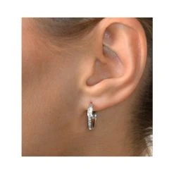 Hoop Earrings 0.25ct Lab Diamond 9K White Gold -The Diamond Store H3688 v2