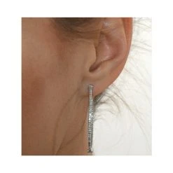 1.00ct Diamond Hoop Earrings In 9K White Gold - 39mm -The Diamond Store H4458 v3