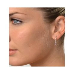 Pink Sapphire 5 X 3mm And Diamond 9K White Gold Earrings 8 Pink Sapphire 5 X 3mm And Diamond 9K White Gold Earrings -The Diamond Store H4469 v1