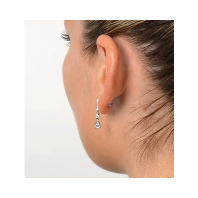 Pink Sapphire 5 X 3mm And Diamond 9K White Gold Earrings 4 Pink Sapphire 5 X 3mm And Diamond 9K White Gold Earrings - Image 4