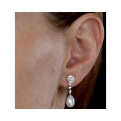 Stellato Collection Pearl And Diamond Earrings In 9K White Gold 9 Stellato Collection Pearl And Diamond Earrings In 9K White Gold -The Diamond Store H4517 v1