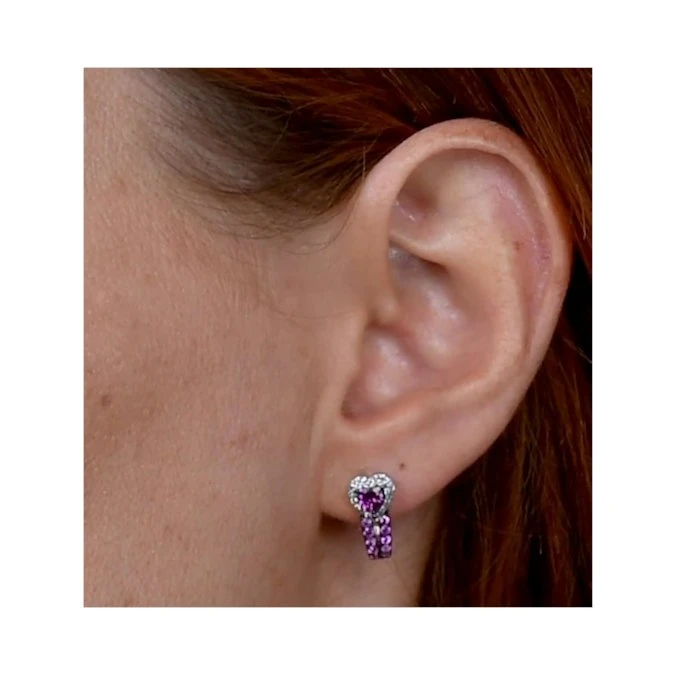 Rhodolite Pink Sapphire And Diamond Stellato Earrings In 9K White Gold 4 Rhodolite Pink Sapphire And Diamond Stellato Earrings In 9K White Gold - Image 4