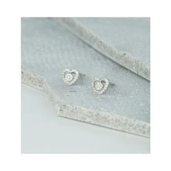 Diamond Heart Solitaire Stellato Earrings In 9K White Gold -The Diamond Store H4657 h w