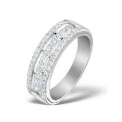 3 Row Diamond 1.00ct And Platinum Half Eternity Ring