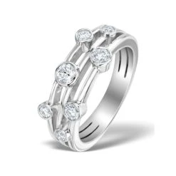 Rain Drops Diamond 0.50ct And 18K White Gold Rubover Ring