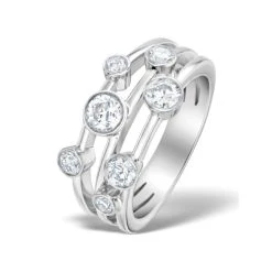 Rain Drops Diamond 1.00ct And Platinum Rubover Ring