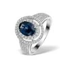 Sapphire Ring With A Diamond Halo 0.65ct In 18K White Gold N4525