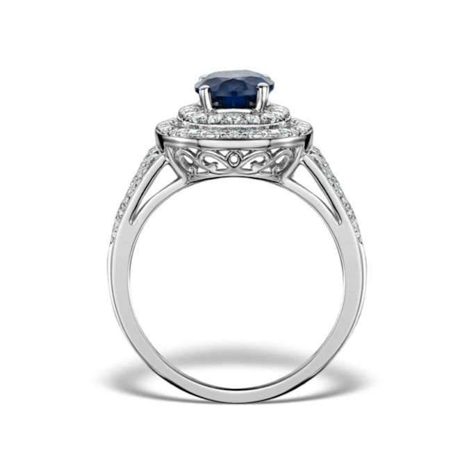 Sapphire Ring With A Diamond Halo 0.65ct In 18K White Gold N4525 2 Sapphire Ring With A Diamond Halo 0.65ct In 18K White Gold N4525 - Image 2