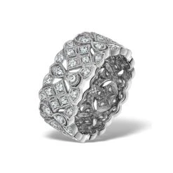 Wide Diamond Eternity Ring - ArtDeco - 1.02ct In 18K White Gold