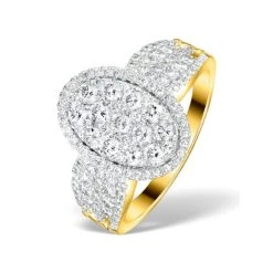 Diamond Galileo 1.50CT Oval Side Stone Ring In 18K Gold - N4535