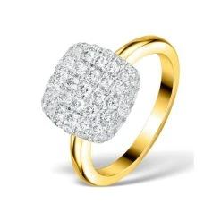 Diamond Pave Cushion Ring 1.25CT H/Si In 18K Gold Ring - N4537