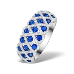 Sapphire 1.36CT And Diamond Lattice Ring In 18K White Gold - N4539Y