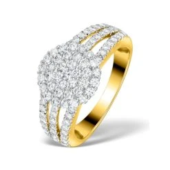 Diamond 3 Row Galileo 1.30CT Diamond And 18K Gold Ring - N4530
