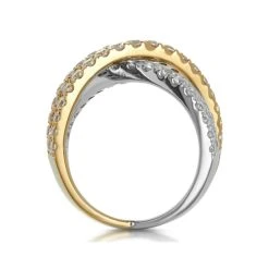2.50ct Diamond Criss Cross Ring H/Si Quality Set In 18K Two Tone Gold -The Diamond Store L2328 02