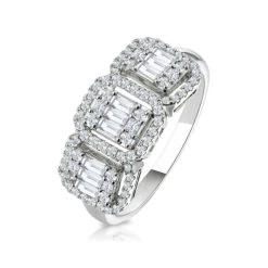 0.80ct Asteria Collection Diamond Baguette Ring In 18K White Gold