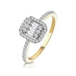 0.40ct Halo Baguette Diamond Ring Asteria Collection In 18K Gold