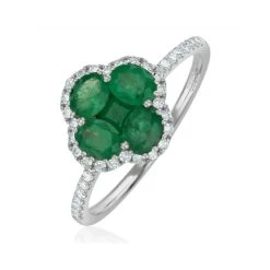 Emerald 1.06ct And Diamond 18K White Gold Alegria Ring