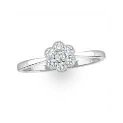 Lab Diamond Flower Ring 0.25ct H/Si In 9K White Gold -The Diamond Store LBC4003Wb