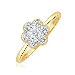 Lab Diamond Flower Ring 0.50ct H/Si In 9K Gold