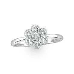 Lab Diamond Flower Ring 0.50ct H/Si In 9K White Gold -The Diamond Store LBC4004Wb