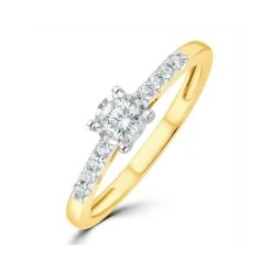 Lab Diamond Side Stone Engagement Ring 0.25ct H/Si In 9K Gold