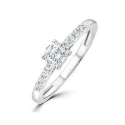 Lab Diamond Side Stone Engagement Ring 0.25ct H/Si In 9K White Gold