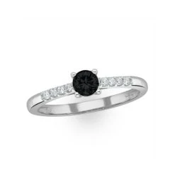 Black Diamond And Lab Diamond Engagement Ring 0.25ct In 9K White Gold -The Diamond Store LBC4005WBb