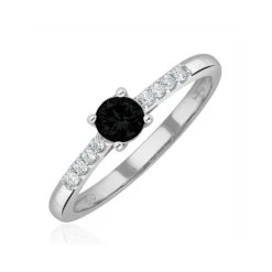 Black Diamond And Lab Diamond Engagement Ring 0.25ct In 9K White Gold