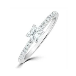 Princess Cut Lab Diamond Engagement Ring 0.25ct H/Si In 9K White Gold