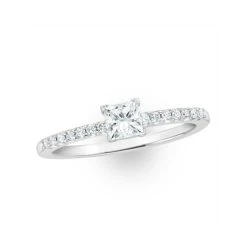 Princess Cut Lab Diamond Engagement Ring 0.25ct H/Si In 9K White Gold -The Diamond Store LBC4007Wb 1