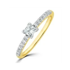 Princess Cut Lab Diamond Engagement Ring 0.50ct H/Si In 9K Gold